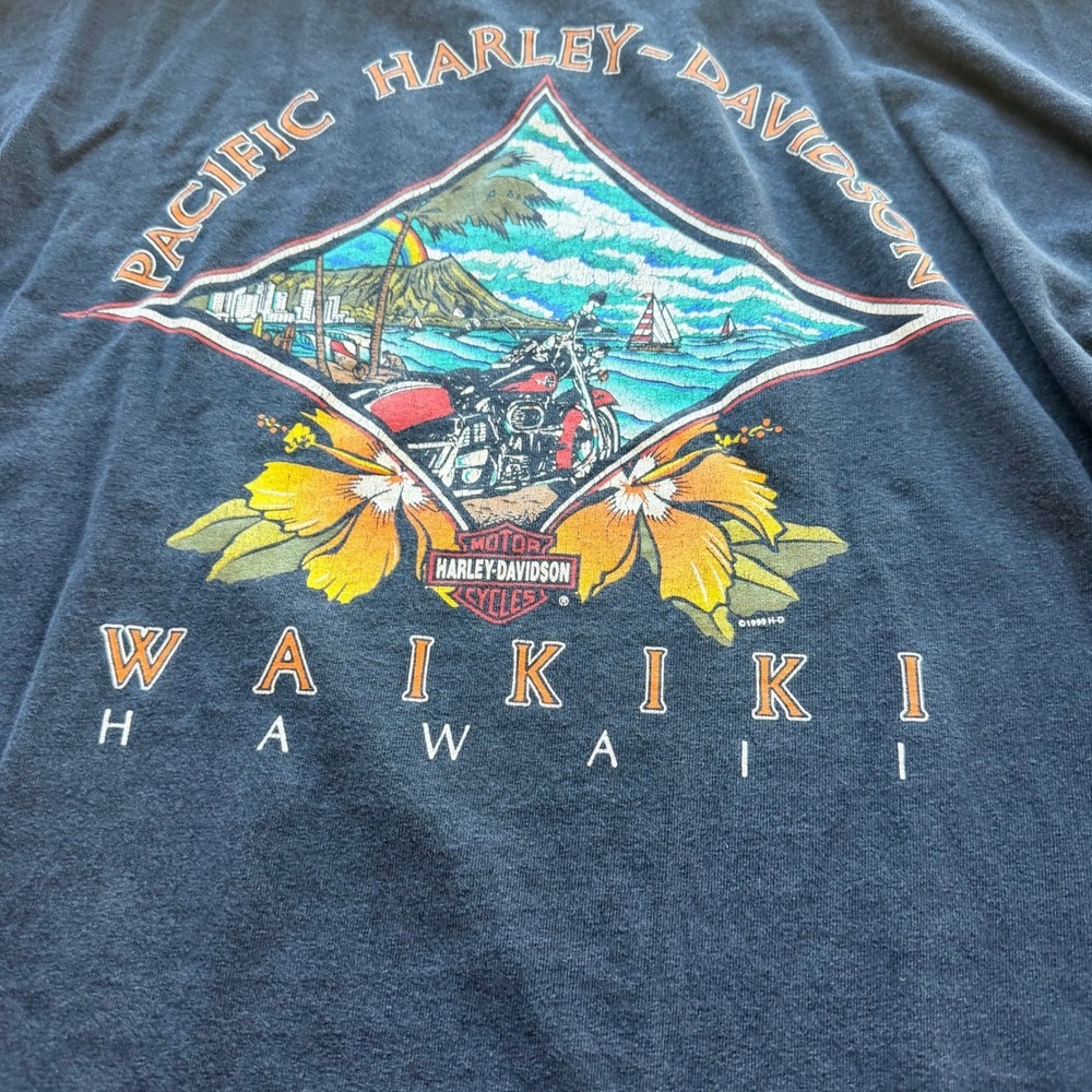 Vintage Harley-Davidson Men Pacific‎ Waikiki T-Shirt XL Black 90's Fathers Day - Picture 4 of 9